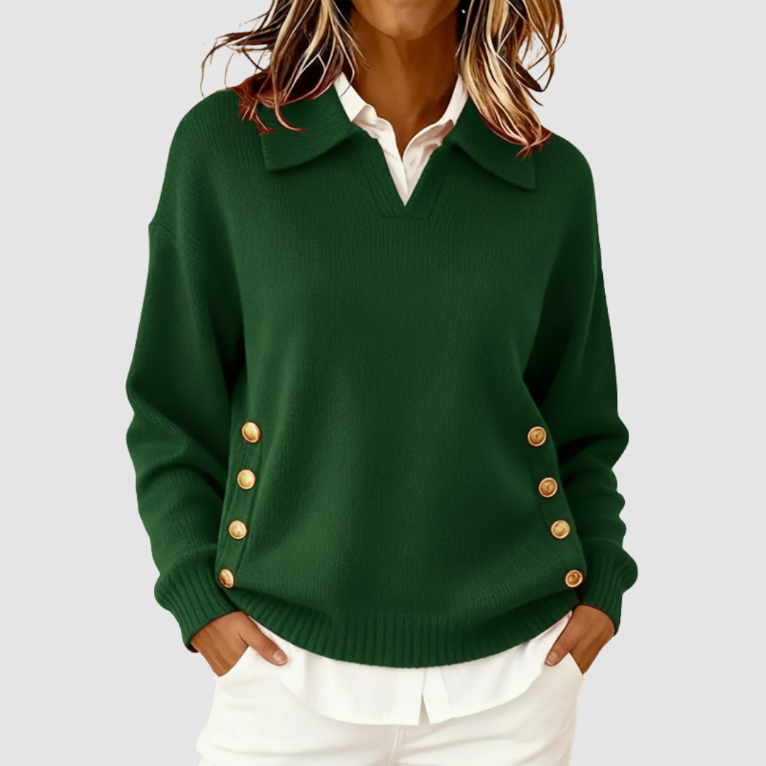 Velmona | Damen Strickpullover mit Kragen - Image 7