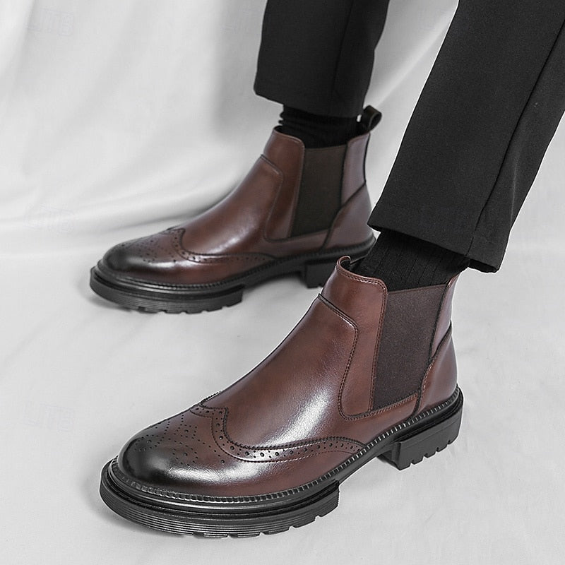 Volkmar | Herren Stiefeletten Brogue Chelsea Boot - Brown - Image 2