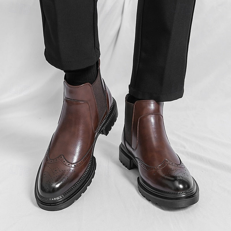 Volkmar | Herren Stiefeletten Brogue Chelsea Boot - Brown - Image 3
