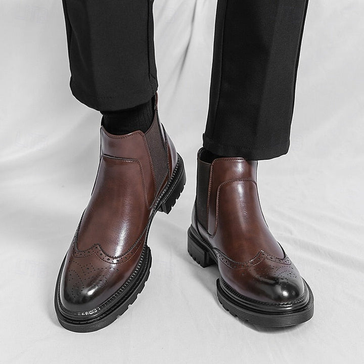 Volkmar | Herren Stiefeletten Brogue Chelsea Boot - Brown - Image 3