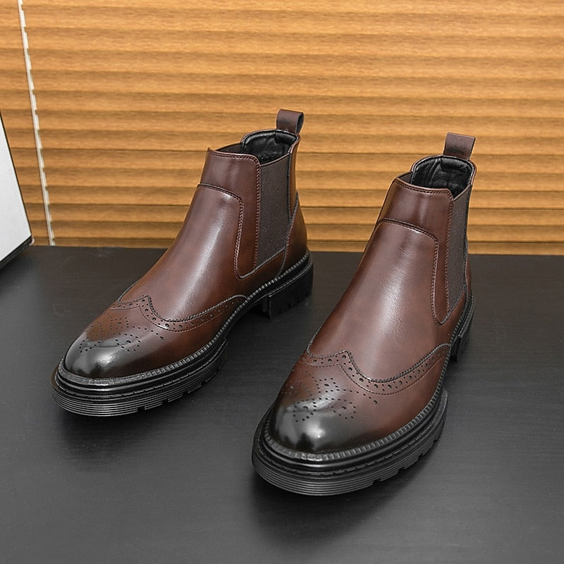 Volkmar | Herren Stiefeletten Brogue Chelsea Boot - Brown - Image 4