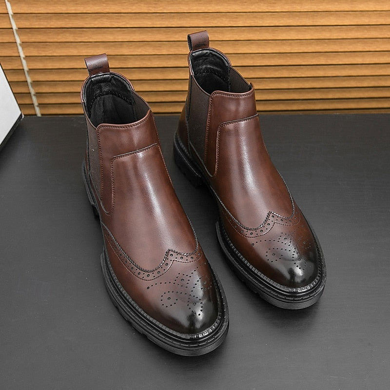 Volkmar | Herren Stiefeletten Brogue Chelsea Boot - Brown - Image 5