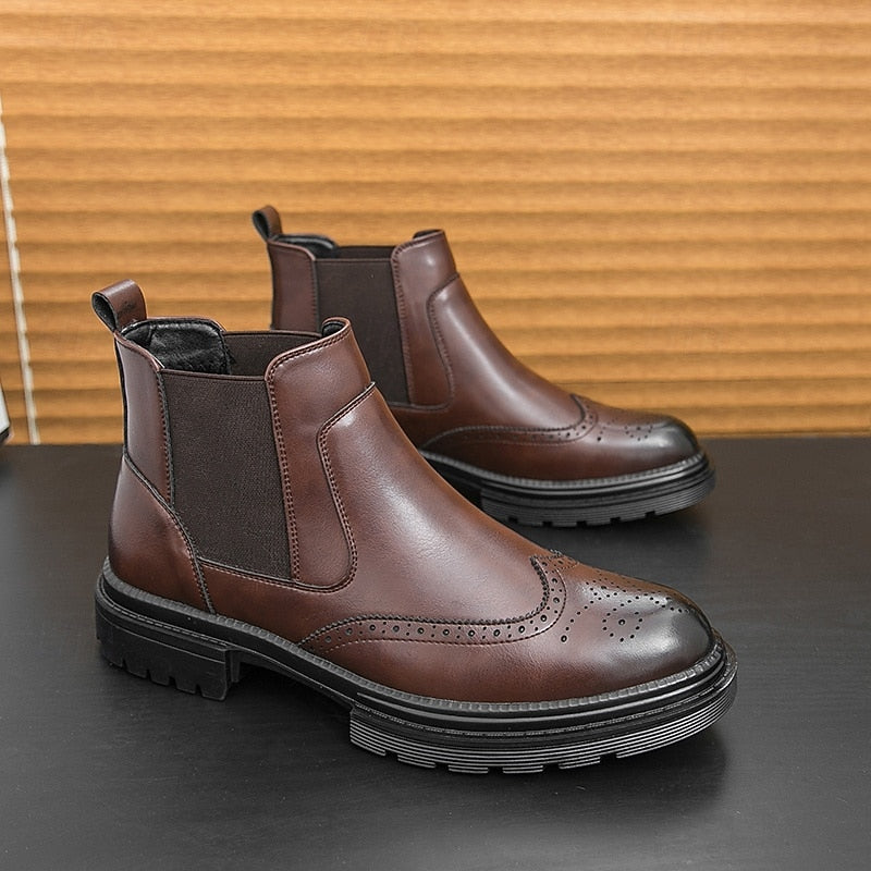 Volkmar | Herren Stiefeletten Brogue Chelsea Boot - Brown - Image 6