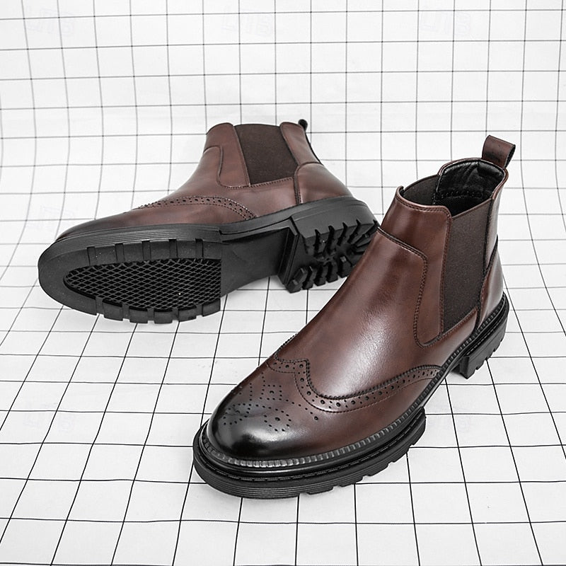 Volkmar | Herren Stiefeletten Brogue Chelsea Boot - Brown - Image 8