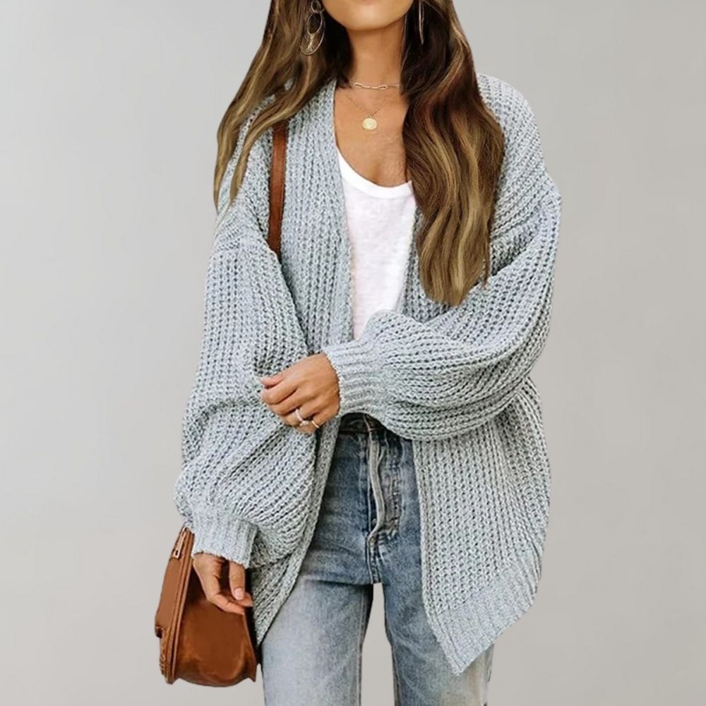 Vordane | Damen Oversize Strickjacke Offen - Black - Image 3