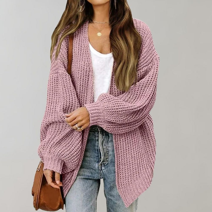 Vordane | Damen Oversize Strickjacke Offen - Black - Image 4