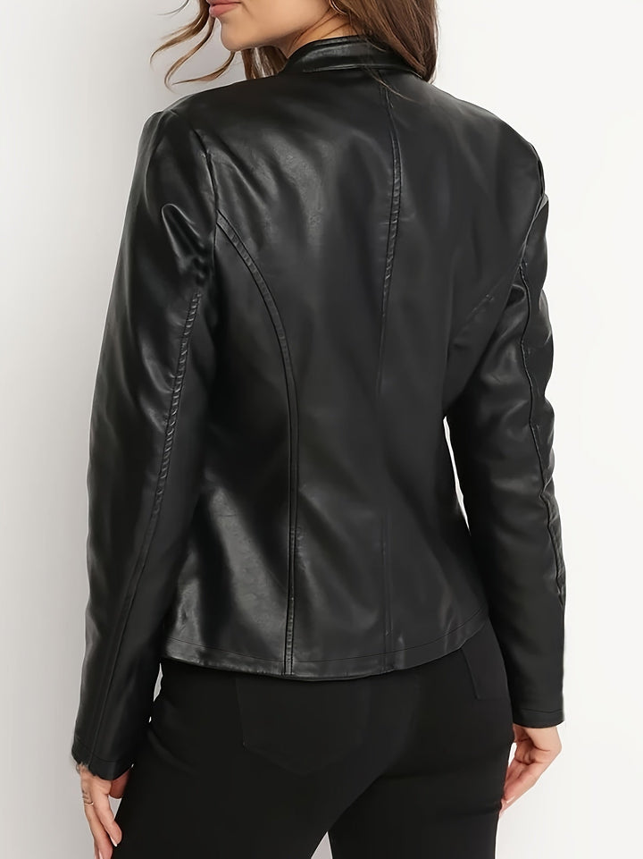 Vordena | Damen Kunstleder Bikerjacke mit Stehkragen - Image 4