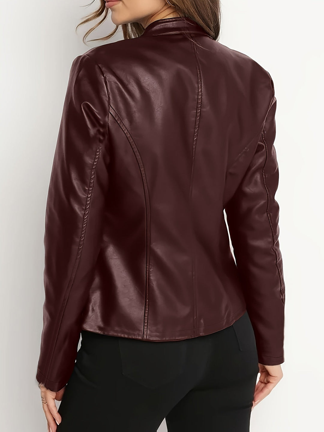 Vordena | Damen Kunstleder Bikerjacke mit Stehkragen - Image 7