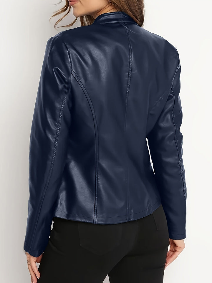 Vordena | Damen Kunstleder Bikerjacke mit Stehkragen - Image 9