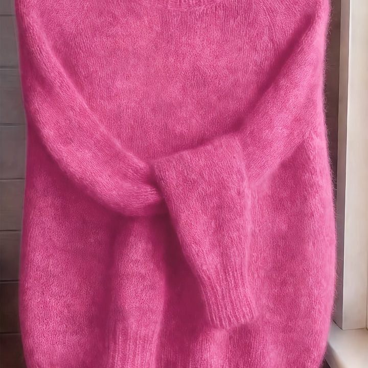 Vordis | Damen Flauschiger Oversize Strickpullover - Pink - Image 10