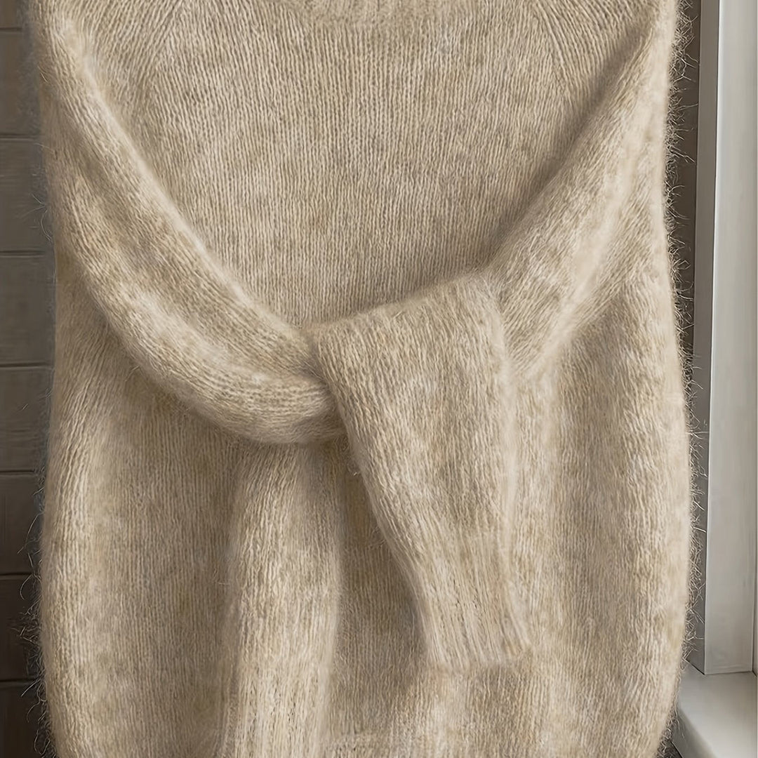 Vordis | Damen Flauschiger Oversize Strickpullover - Pink - Image 11