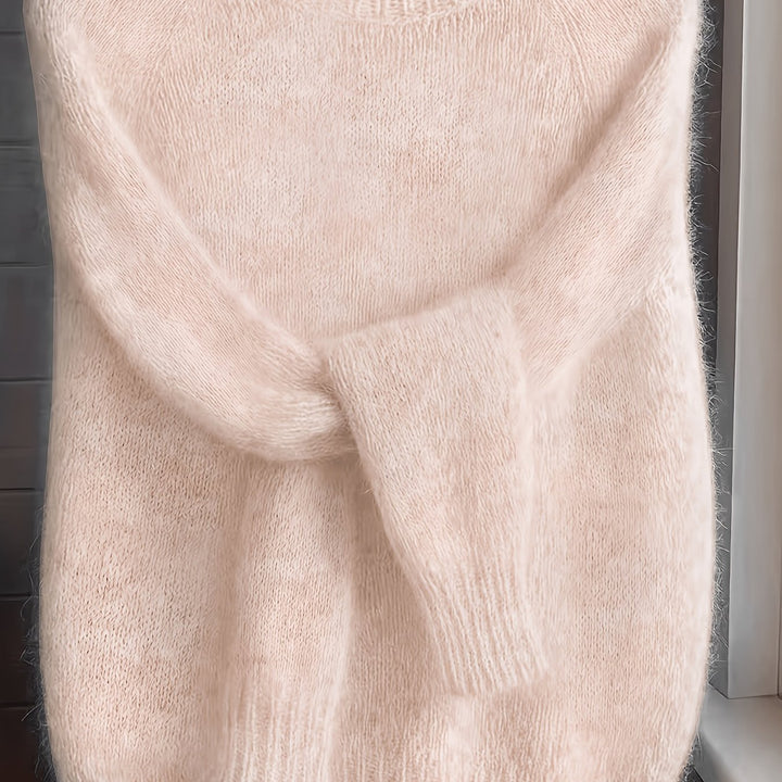 Vordis | Damen Flauschiger Oversize Strickpullover - Pink - Image 13