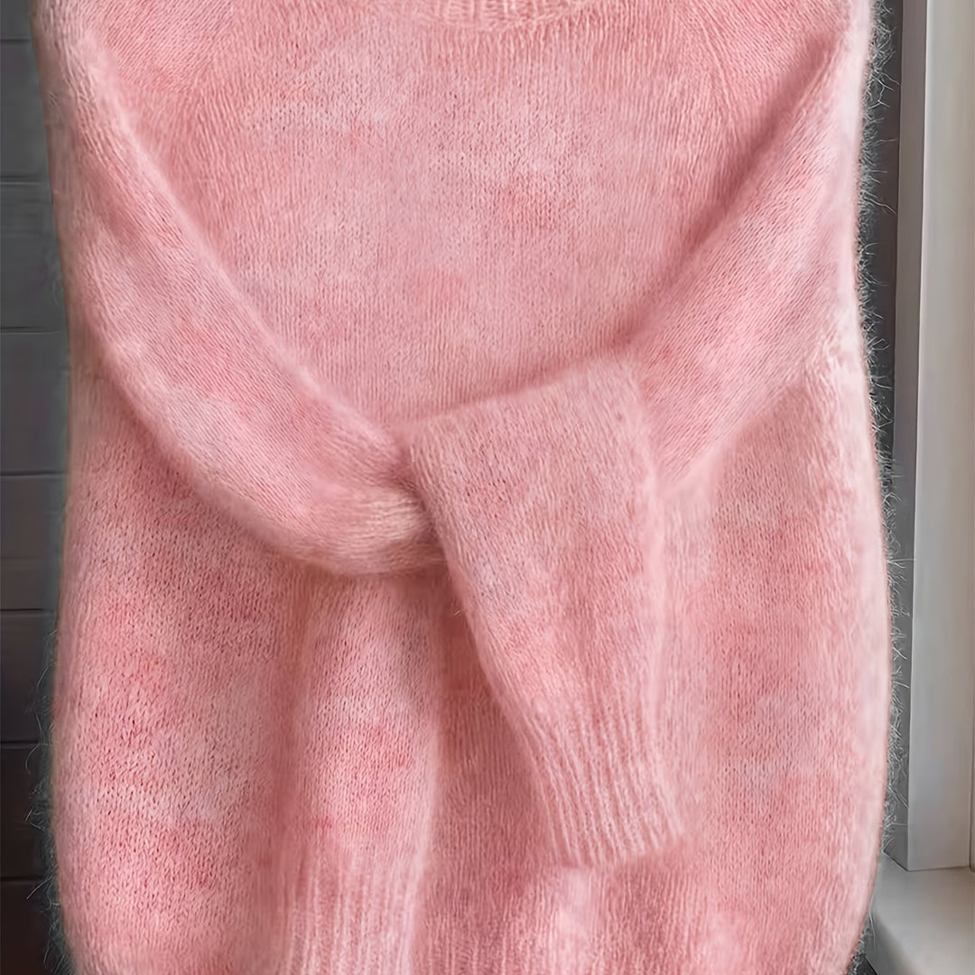 Vordis | Damen Flauschiger Oversize Strickpullover - Pink - Image 8
