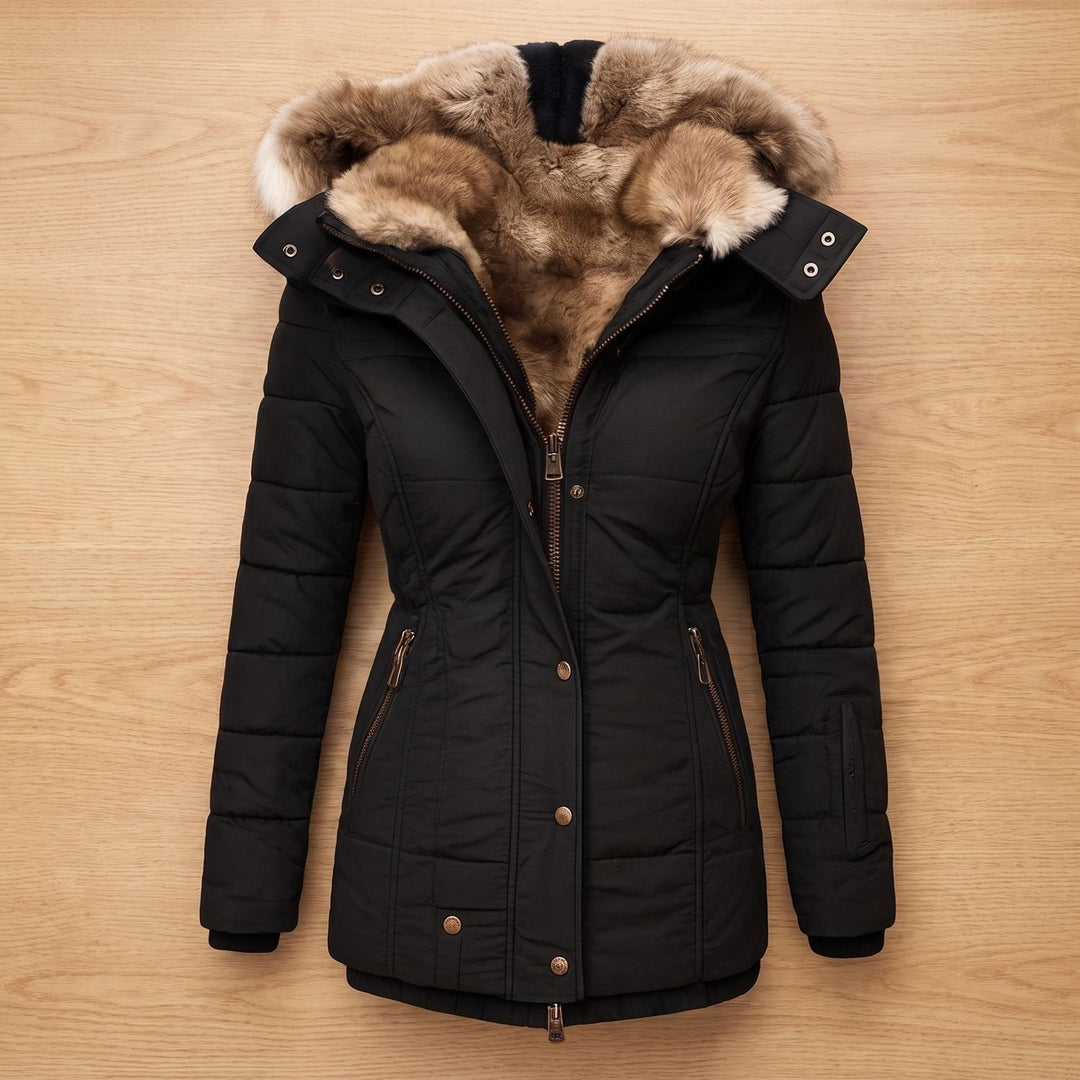 Vordkaine | Damen Winterjacke Gesteppt mit Kapuze - Black - Image 1