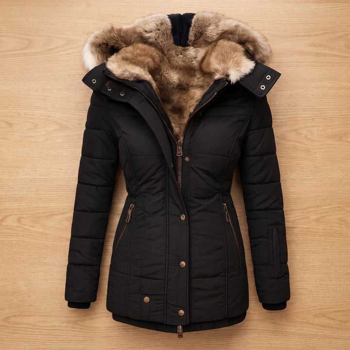 Vordkaine | Damen Winterjacke Gesteppt mit Kapuze - Black - Image 1