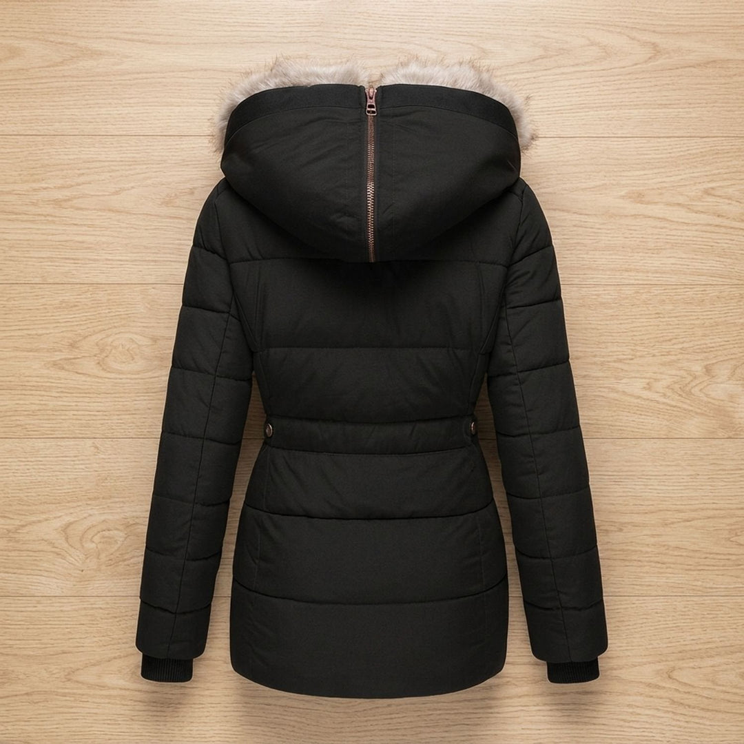 Vordkaine | Damen Winterjacke Gesteppt mit Kapuze - Black - Image 3