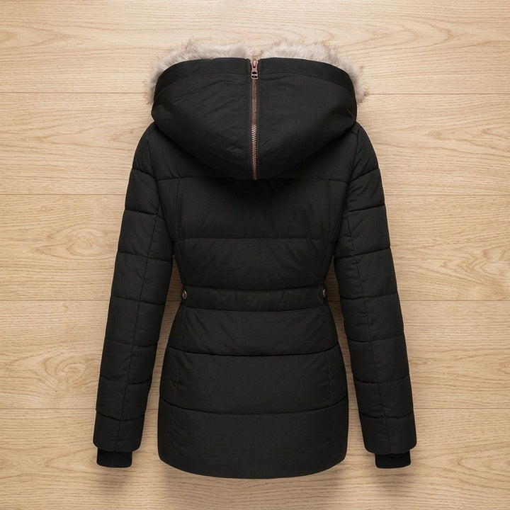 Vordkaine | Damen Winterjacke Gesteppt mit Kapuze - Black - Image 3