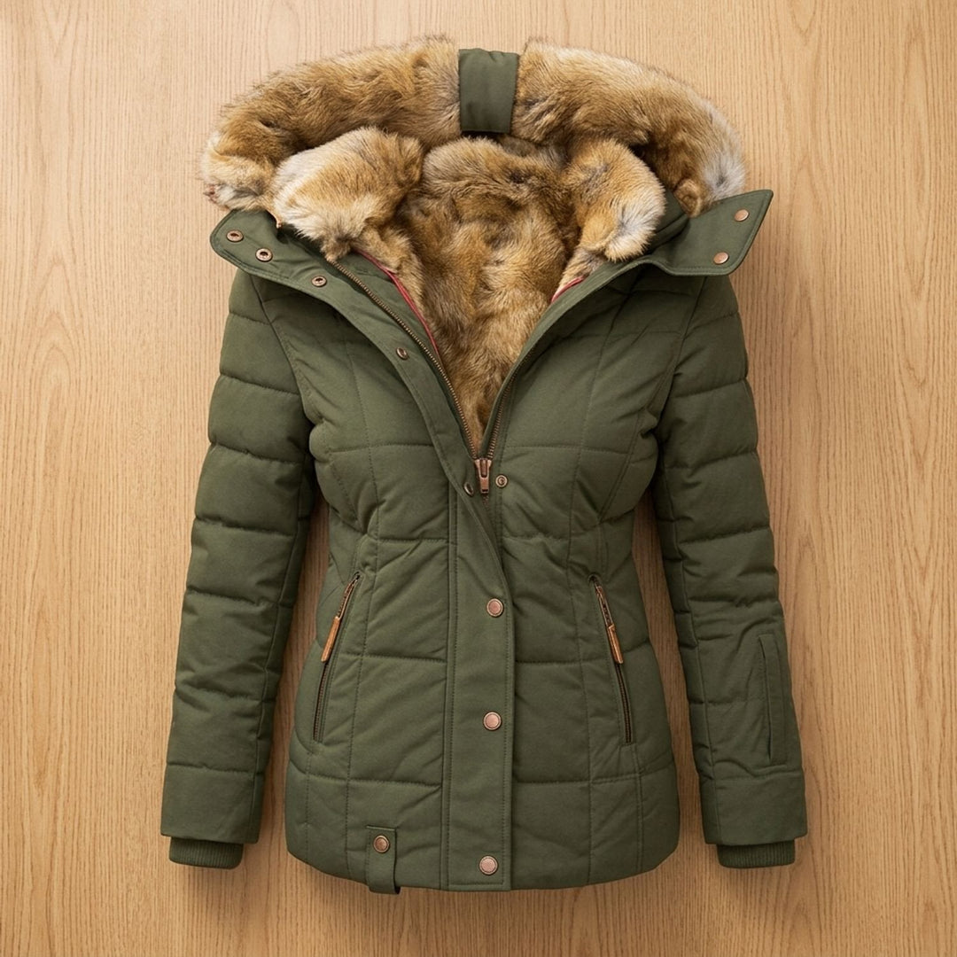 Vordkaine | Damen Winterjacke Gesteppt mit Kapuze - Black - Image 5