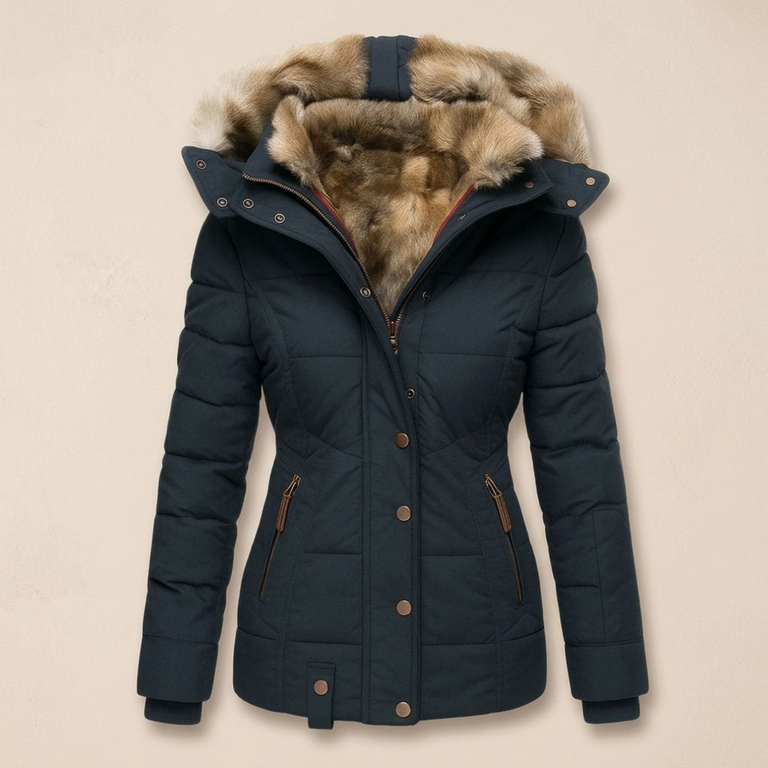 Vordkaine | Damen Winterjacke Gesteppt mit Kapuze - Black - Image 6