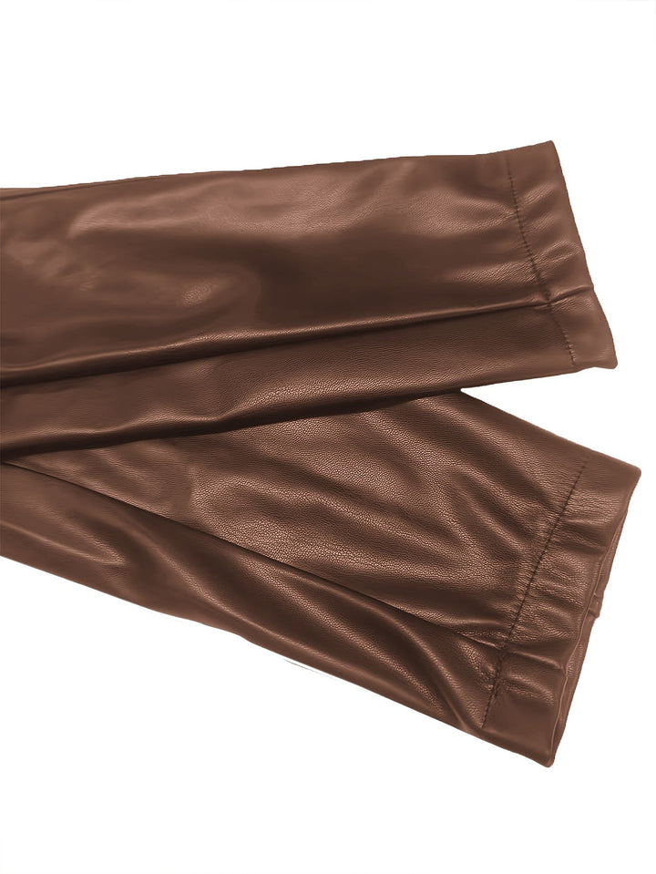 Vordvaine | Damen Kunstleder Jacke Cropped Fit - Brown - Image 6