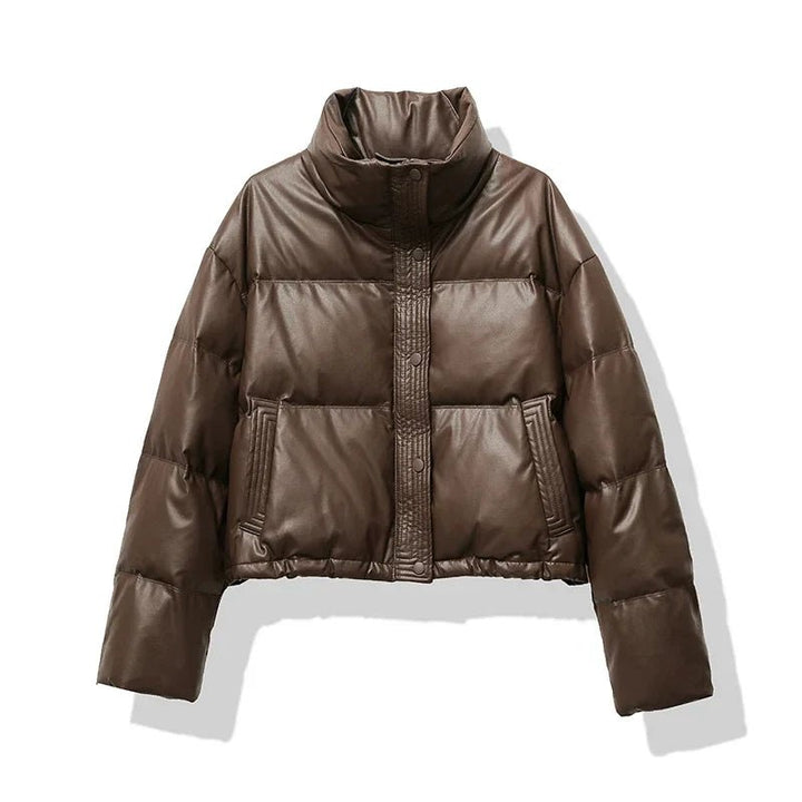 Vordvaine | Damen Winterjacke Gesteppte Kunstlederjacke - Image 1