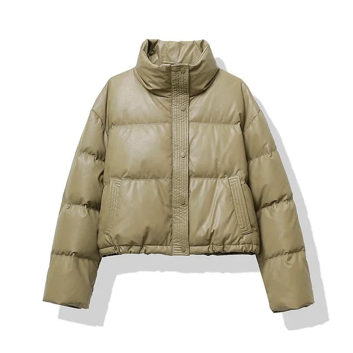 Vordvaine | Damen Winterjacke Gesteppte Kunstlederjacke - Image 3