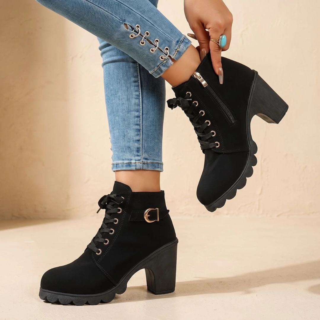Vordwen | Damen Stiefeletten Blockabsatz Schnürer - Image 2