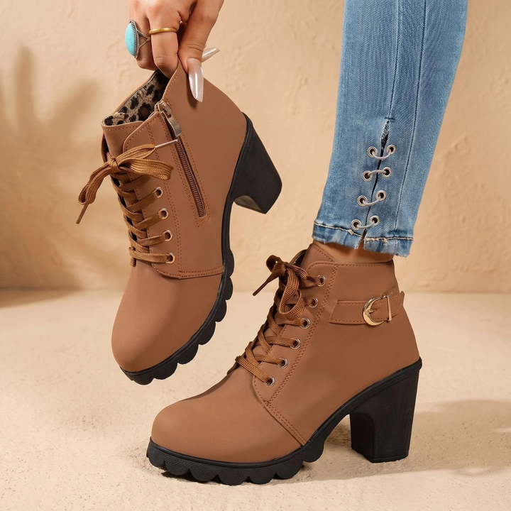 Vordwen | Damen Stiefeletten Blockabsatz Schnürer - Image 4