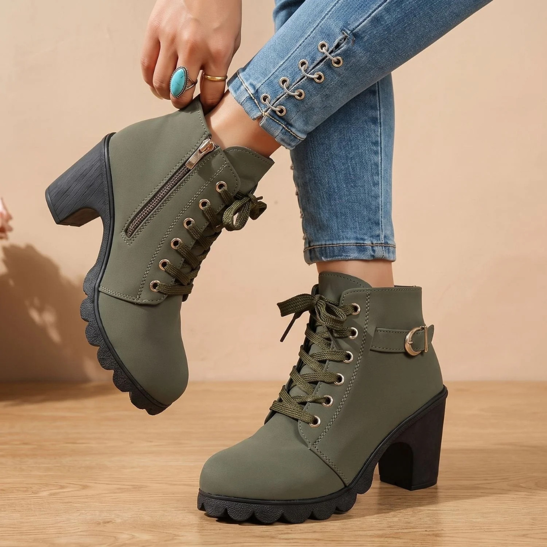 Vordwen | Damen Stiefeletten Blockabsatz Schnürer - Image 5