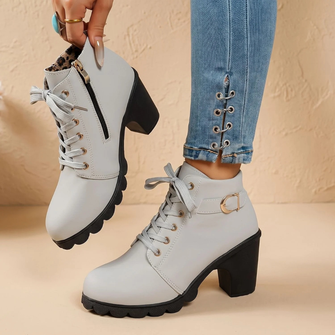 Vordwen | Damen Stiefeletten Blockabsatz Schnürer - Image 6