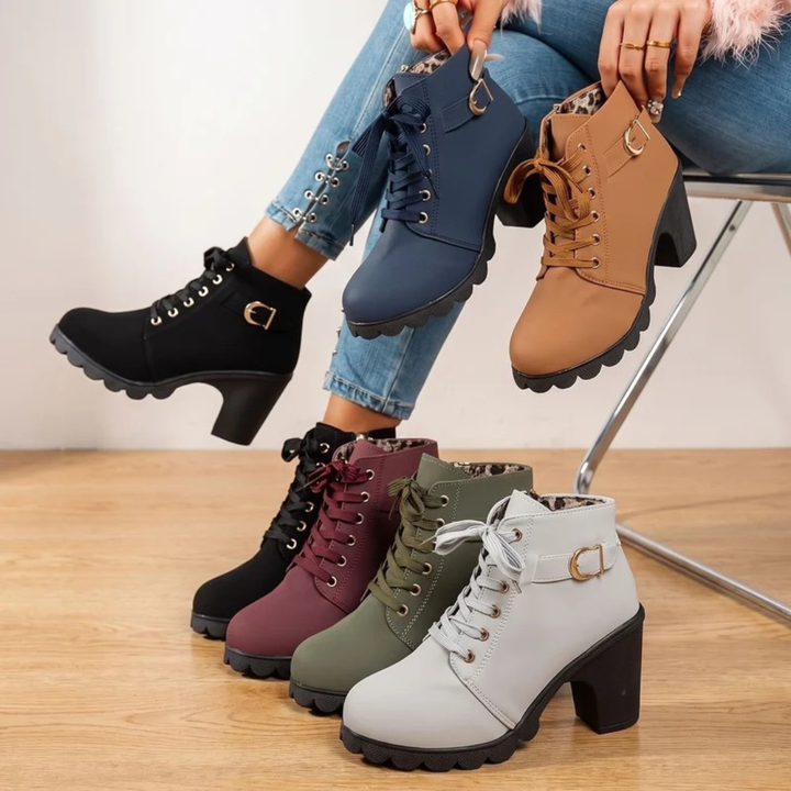 Vordwen | Damen Stiefeletten Blockabsatz Schnürer - Image 7