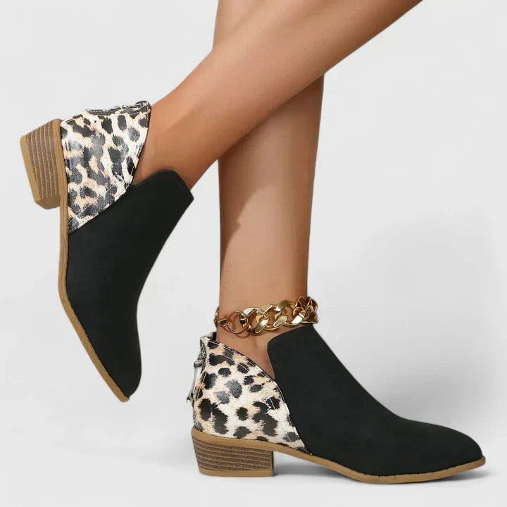Vordwyn | Damen Stiefeletten Leopardenmuster Blockabsatz - Image 3