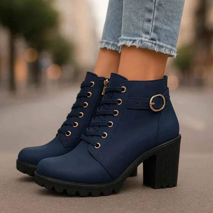Vordwyn | Damen Winterstiefel Schnürstiefelette mit Absatz - Burgundy - Image 4