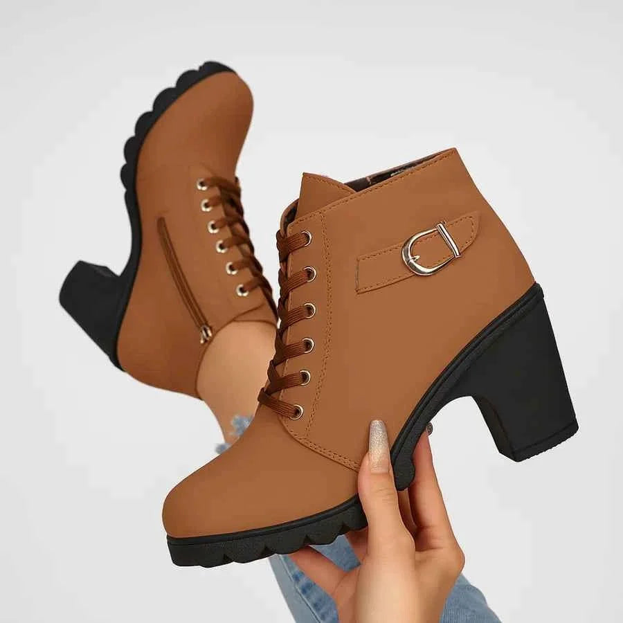 Vordwyn | Damen Winterstiefel Schnürstiefelette mit Absatz - Burgundy - Image 9