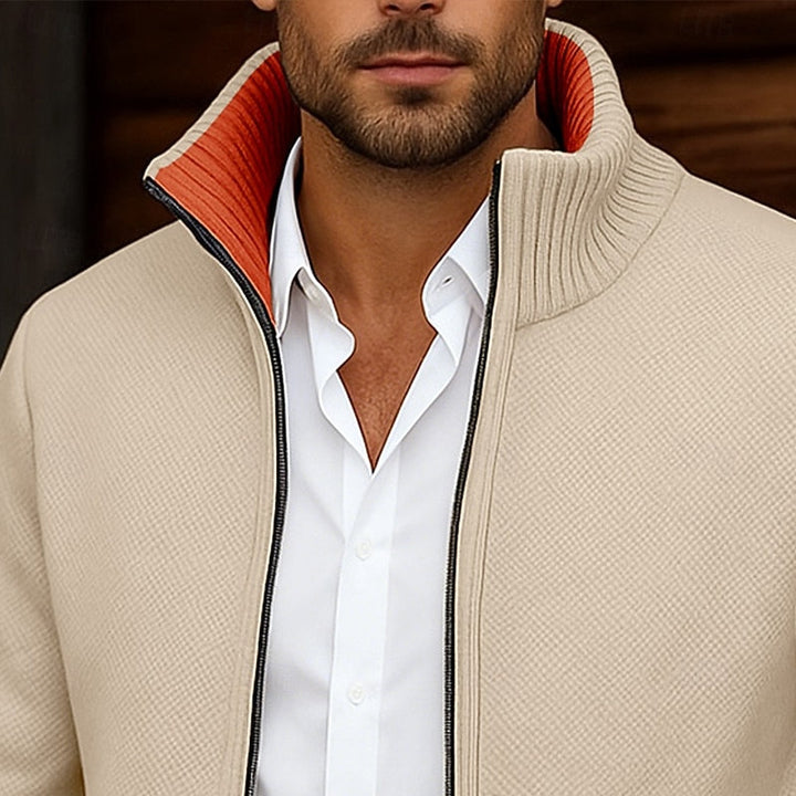 Walfried | Herren Strickjacke Reißverschluss Stehkragen - Grey - Image 2