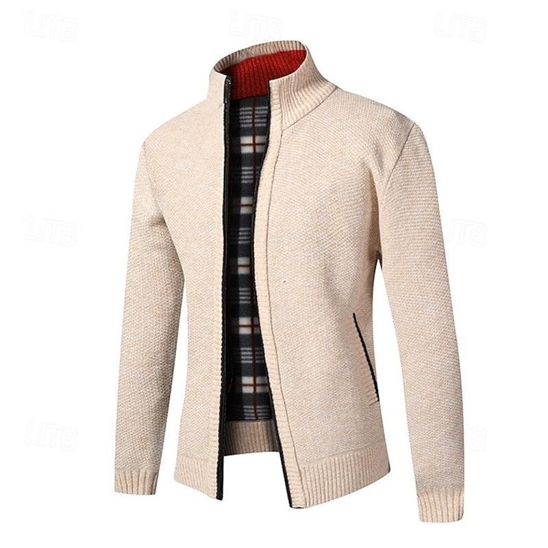 Walfried | Herren Strickjacke Reißverschluss Stehkragen - Grey - Image 5