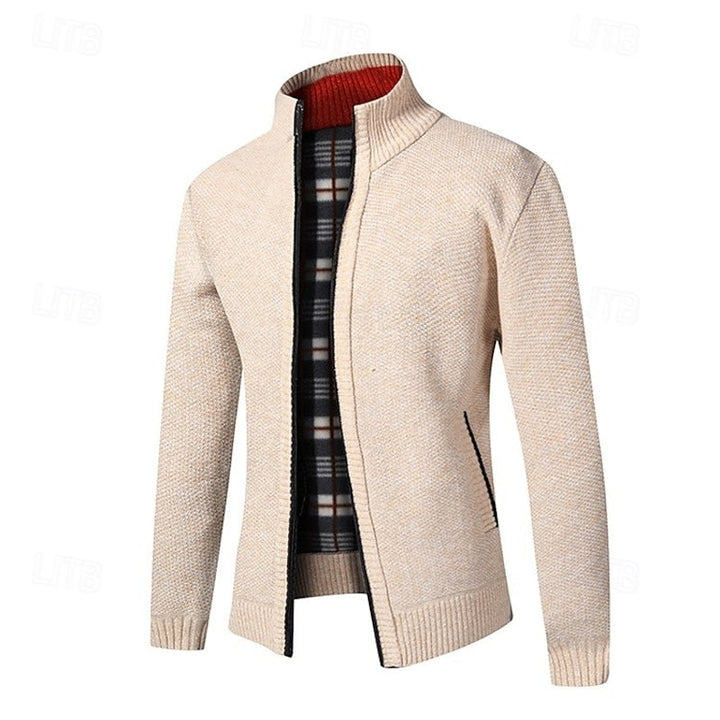 Walfried | Herren Strickjacke Reißverschluss Stehkragen - Grey - Image 5