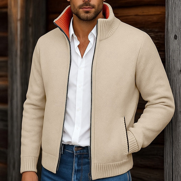 Walfried | Herren Strickjacke Reißverschluss Stehkragen - Grey - Image 7