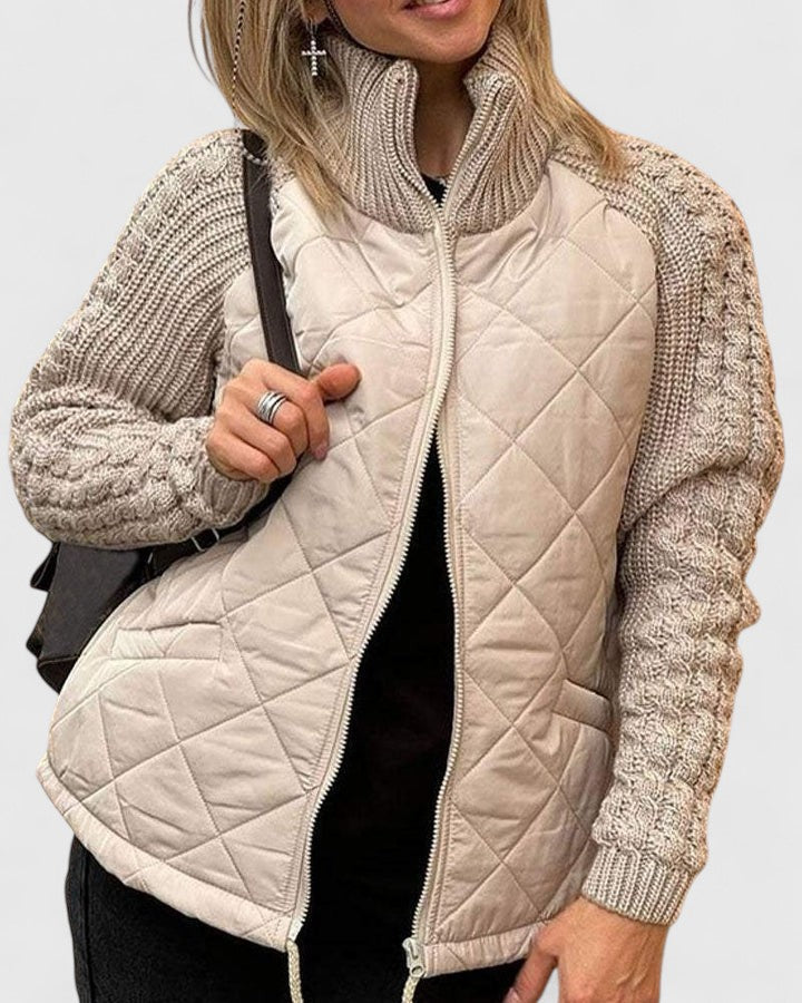 Wanda | Damen Winterjacke Steppjacke mit Strickärmeln - Image 1
