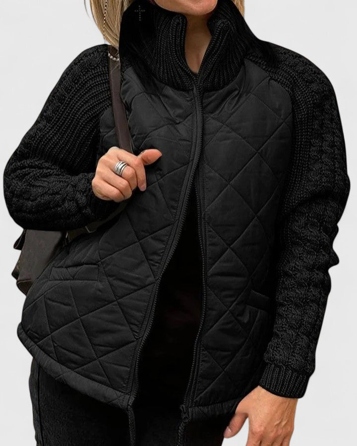 Wanda | Damen Winterjacke Steppjacke mit Strickärmeln - Image 2