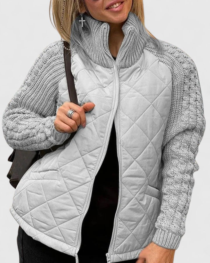 Wanda | Damen Winterjacke Steppjacke mit Strickärmeln - Image 3