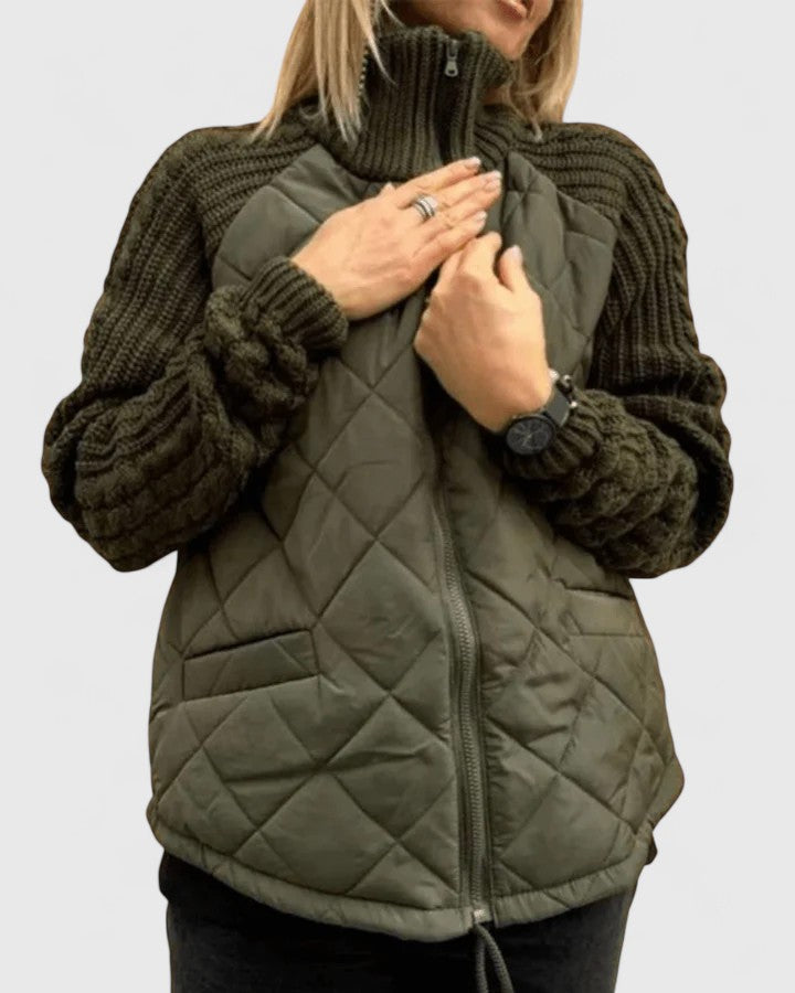 Wanda | Damen Winterjacke Steppjacke mit Strickärmeln - Image 4