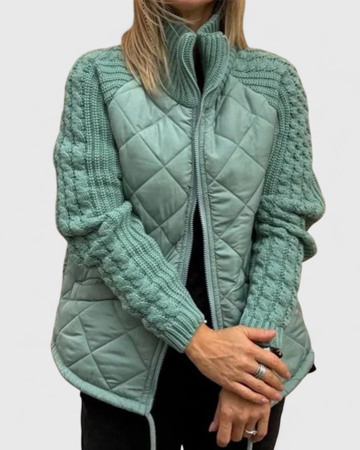Wanda | Damen Winterjacke Steppjacke mit Strickärmeln - Image 5