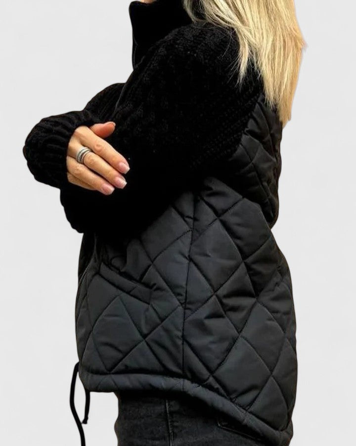 Wanda | Damen Winterjacke Steppjacke mit Strickärmeln - Image 6