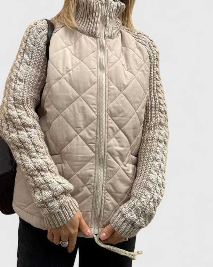 Wanda | Damen Winterjacke Steppjacke mit Strickärmeln - Image 7