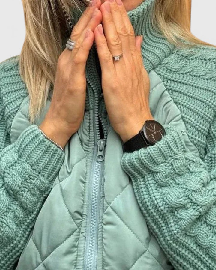 Wanda | Damen Winterjacke Steppjacke mit Strickärmeln - Image 8
