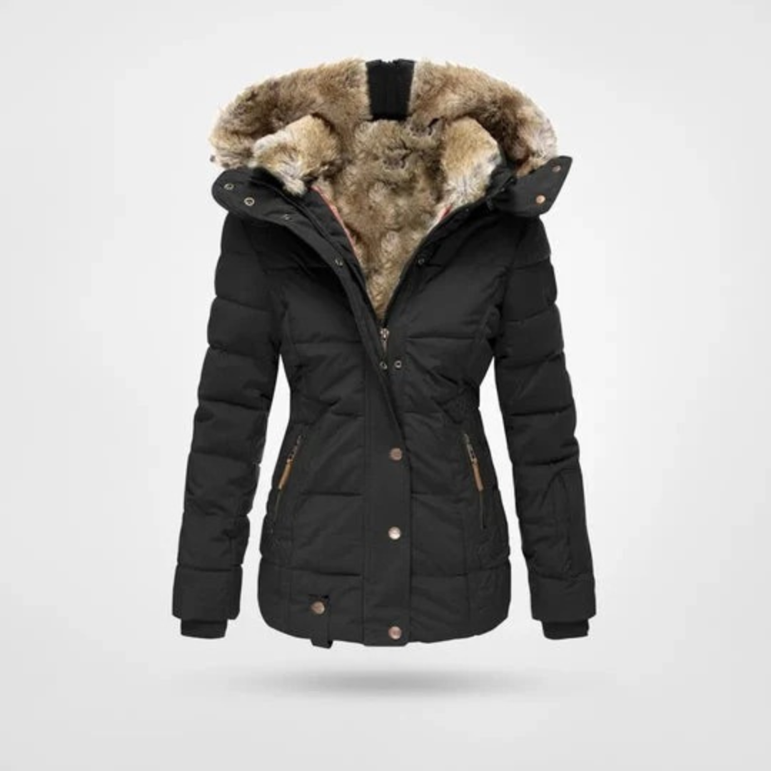 Welvara | Damen Winterjacke mit Kapuze Gefüttert - Red - Image 3