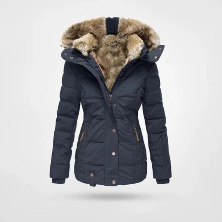Welvara | Damen Winterjacke mit Kapuze Gefüttert - Red - Image 5