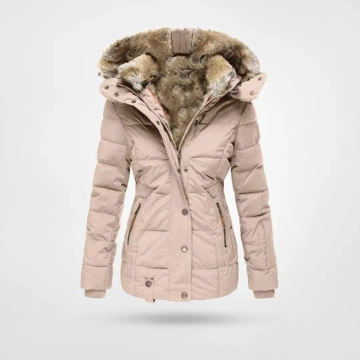 Welvara | Damen Winterjacke mit Kapuze Gefüttert - Red - Image 6
