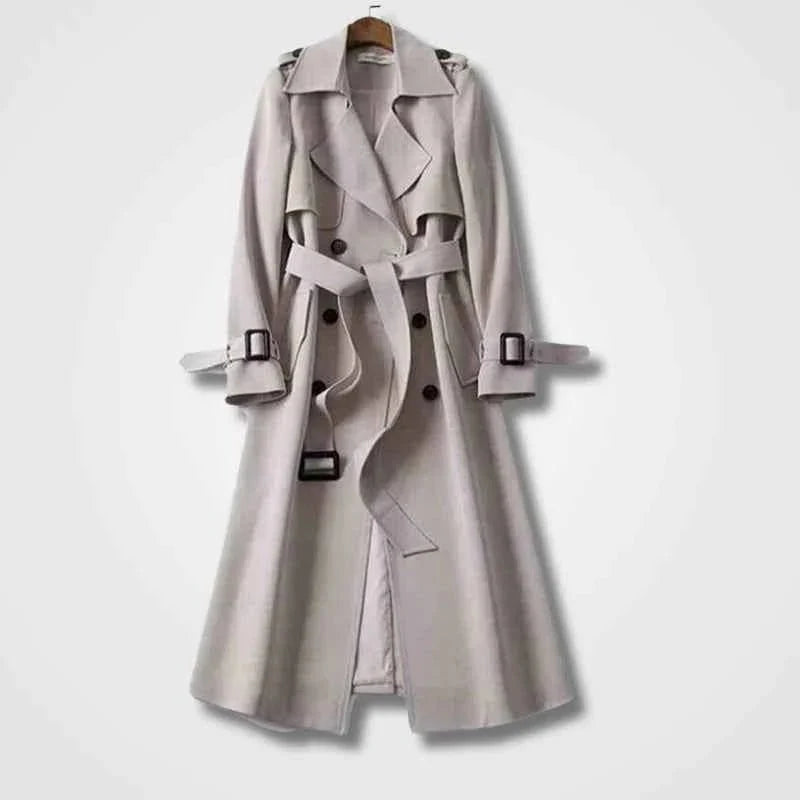 Welvorn | Damen Langer Trenchcoat mit Gürtel - Black - Image 2